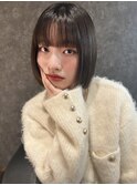 福井　大和田　ボブ　ワイドバング　ぱっつん前髪　黒髪　艶髪