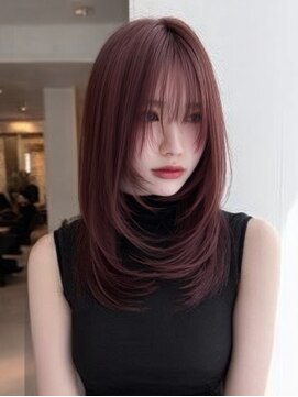 ダル 渋谷/表参道(DAL.) ハッシュカットバタフライカットダークブラウンカーテンバング