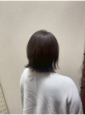 外ハネくびれヘアハッシュボブ小顔顔周りレイヤーブラウンカラー