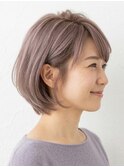 【透明感】大人ラベンダーベージュの丸みショートボブ