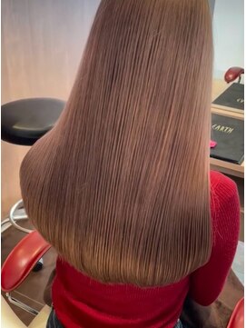 アース いわき店(HAIR&MAKE EARTH) うるつやピンクベージュ×清楚系ストレートロング