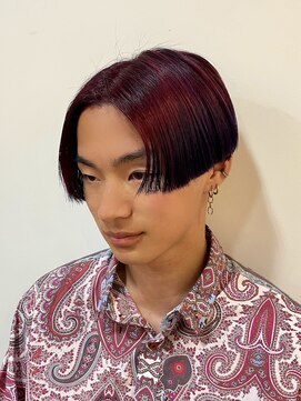 スタジオフォーエイチ(STUDIO 4H) テクノカット/ラインマッシュ/デザインカラー/レッド/パープル