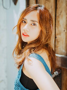 エクファ ヘア リゾート 大津 瀬田店(ex-fa hair resort) 美髪逆三角切りっぱなしボブエアリーロングピンクブラウン