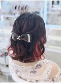結婚式 お呼ばれ 二次会 推し活 ハーフアップ×リボンアクセ