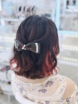 結婚式 お呼ばれ 二次会 推し活 ハーフアップ×リボンアクセ