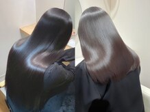 【ブロー＆アイロン仕上げ】熱の力で栄養を髪に定着。持続する艶とまとまりを実感できます。