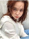 〈スタイリング簡単〉オレンジベージュ×ルーズウェーブ