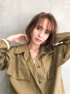 メーヴェ(Mowen) mowen 南堀江　ボブ×メルティーベージュ×艶髪×軽めバング