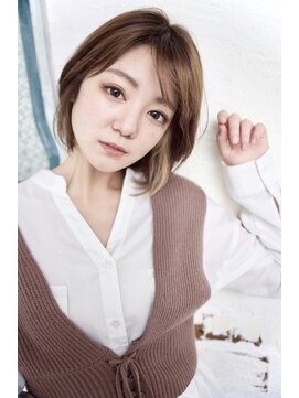 グランアージュ 錦糸町(grandage) フェザーバングxイヤリングカラーxミニウルフボブ20代30代40代g