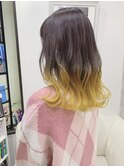 春カラー　ケアブリーチ　グラデーションカラー　イエロー　