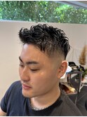 メンズカット 短髪 束感ショート メンズパーマ スキンフェード
