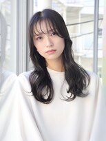 エムスラッシュ アヴェダ 自由が丘(M.SLASH AVEDA)&nbsp;アッシュブラック/黒髪/くびれカール/レイヤーロング/自由が丘