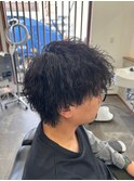 マッシュパーマ/ウルフ/アッシュブラック/カルマパーマ/川口20