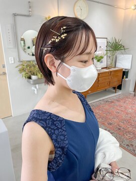 ヘアー アイス カンナ(HAIR ICI Canna) 金箔ヘア/ショートアレンジ/参列ヘア/結婚式ヘアアレンジ