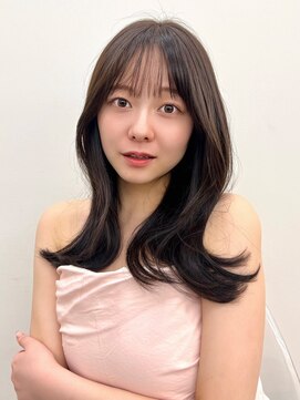 ノク 渋谷(nok) 大人可愛いオリーブベージュ前髪カット顔まわりレイヤー