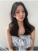 シースルーバング くびれヘア 韓国ヘア ナチュラルブラウン12