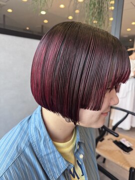 アチーブリス(achieve Liss) 個性派ボブピンクカラー顔まわりカット小顔スッキリショートボブ