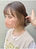 (土橋)イヤリングカラー シアーベージュ 髪質改善 外はねボブ