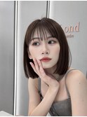 イメチェン外ハネボブ美髪ワイドバングミディアム縮毛矯正ボブ