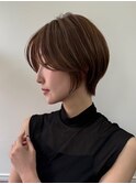 表参道白髪ぼかしハイライトウルフショートヘアグレージュ40代