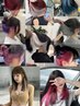 羽エクステのインナー、イヤリング