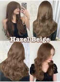 ヘーゼルベージュ　ブリーチなし　レイヤーカット　海外風
