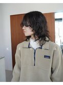 ミディアムパーマ/デザインパーマ/ダークブラウン