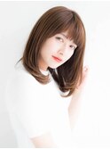 オン眉 ナチュラルストレート アッシュブラウン