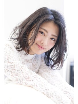 エアー 福岡(AIR) 【air-FUKUOKA】大人かわいいゆるウェーブボブ　黒髪も可