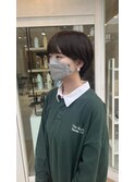 丸みマッシュショート×ツヤナチュラル暗色ブラウン