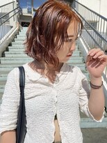 キジ(KIJI) ブリーチパーマ×オレンジヘア