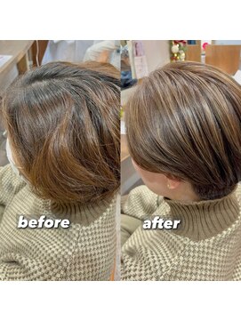 美容室 ラ・クープ 脱白髪染め大人ハイライト