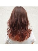 インナーカラーオレンジミディアムレイヤー