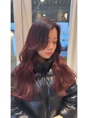 赤髪ロング10代20代チェリーレッド韓国巻き