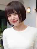 20代.30代美髪イメチェン似合わせカットフルバング斜めバング