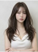 髪質改善ヨシンモリ顔周りミディアムレイヤーカットグレージュ