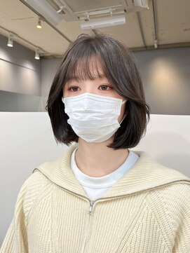 ノク 渋谷(nok) コリアボブ_オリーブベージュレイヤーカットウェットヘア