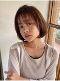 ふんわり大人ボブ シースルーバング 顔周りカット