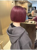 くすみピンク/紫ピンク/ブリーチ/ボブ/切りっぱなしボブ/横浜