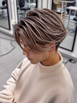 ディモアンド 表参道(Dimo&) xハイライト/ブルーブラック/スペインカール/スパイキーショート