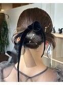佐賀/結婚式/お呼ばれ/ヘアアレンジ/カチモリ/金箔/リボン