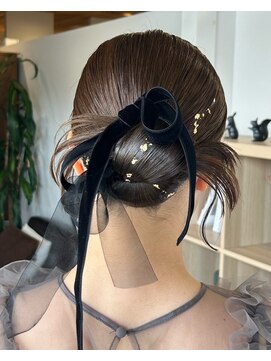 アパートメントヘアー 佐賀/結婚式/お呼ばれ/ヘアアレンジ/カチモリ/金箔/リボン