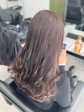 ベージュハイライトダブルカラーバレイヤージュケアブリーチ