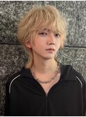14002金髪ホワイトブロンドウルフカット束間マッシュボブ