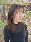 透明感カラー/レイヤーカット/前髪/ほうじ茶ラテカラー
