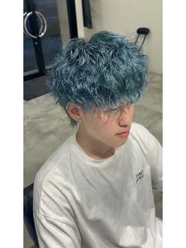 ジェントル(GENTLE) ターコイズブルー×ツイストスパイラルパーマ