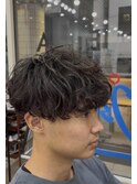  波巻きパーマメンズツイストスパイラルパーマツーブロック