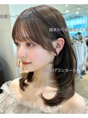 前髪顔まわり小顔似合わせミディアムレイヤーグレージュカラー！