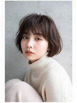 ヘアーズ ベリー 関目店(hairs BERRY)&nbsp;抜け感レイヤー耳かけボブふんわり丸みショート/暗髪大人可愛い