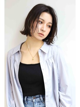 池袋 レイヤーボブ ミディアムボブ グレーブラウン 大人ボブ